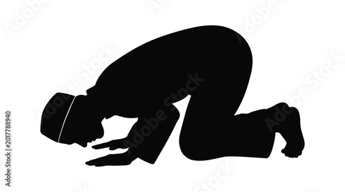Foto muslim man praying silhouette on white background
