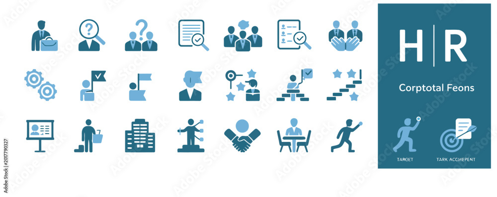 Obraz premium Set of professional human resources and business management icons for corporate projects