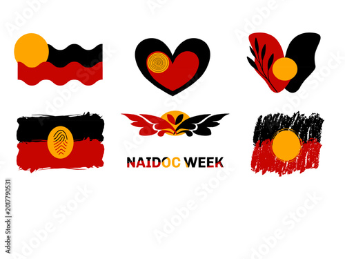Foto Australian Aboriginal Flag shape for NAIDOC Week Celebration, Indigenous Culture