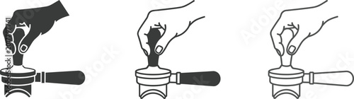Foto Espresso Tamper Hand Icon Set illustration