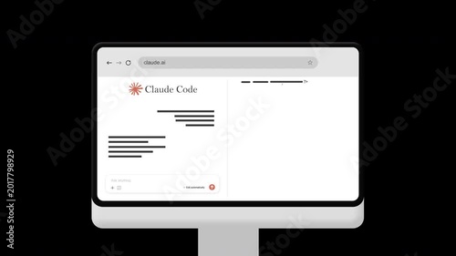 Animated 3D Claude Code Generating for Computer Concept | Alpha channel