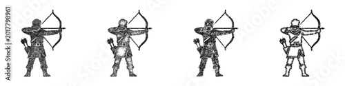 Fényképezés Sketch archer icon design set