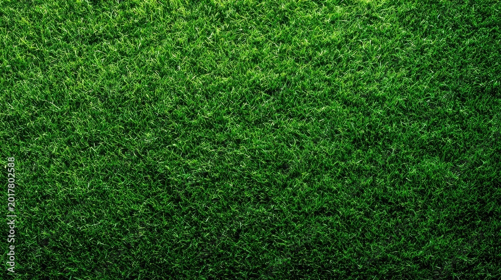 Fototapeta premium Close-up view of vibrant green, dense, short-cut artificial turf with a soft texture