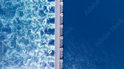 Canvas Print Aerial View of Oosterscheldekering Storm Surge Barrier, Netherlands