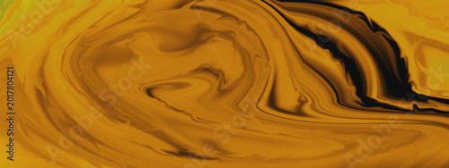 Konstfotografi Abstract liquid marble texture with swirling patterns of golden yellow, ochre, a