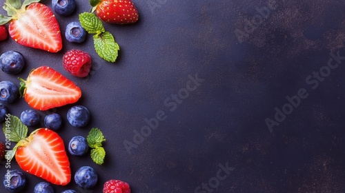 Fresh berries arranged on a dark background for a healthy snack option