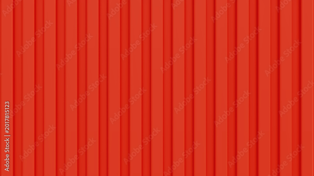 Obraz premium Red wall siding texture. Vertical metal panel pattern texture. Shipping container background. Corrugated metal. Realistic vector illustration