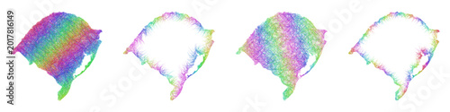 Tableau sur toile Rainbow color sketch Rio Grande do Sul map design set