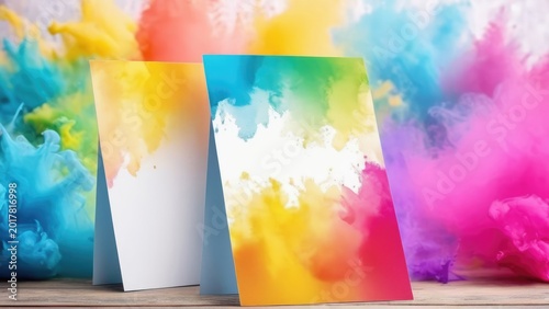 Postcard of the color festival, free space for text