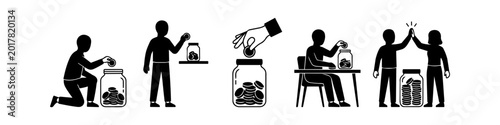 Εκτύπωση καμβά A set of five black and white icons representing digital success: mobile feedback, verified computer screen, data growth chart, new email notification, and a celebratory website window
