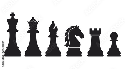 Foto Chess pieces silhouettes on a white background