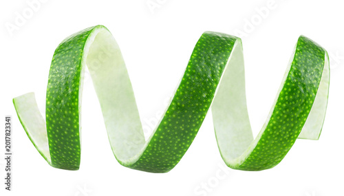 Obraz na płótnie Fresh lime fruit peel isolated on a white background