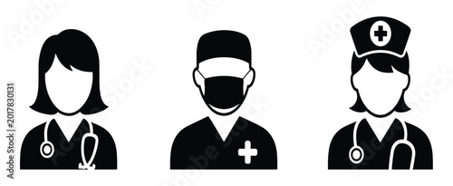 Canvas Print Surgeon Avatar Illustration: Medical professional wearing mask in flat icon style