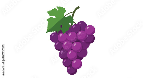 Purple grapes with green leaf
