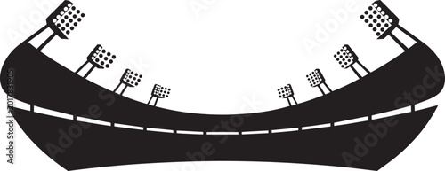 Bild auf Leinwand Stadium lights illuminating a grandstand in a black and white style with sports