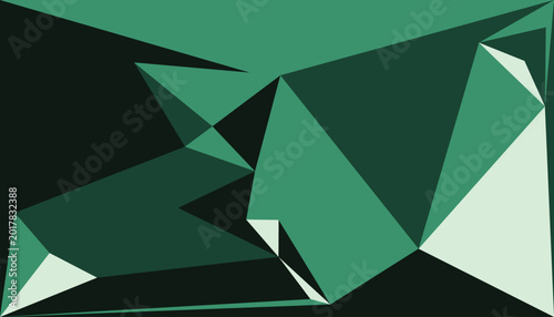 Photos Emerald and dark green modern abstract geometric polygonal background with trian