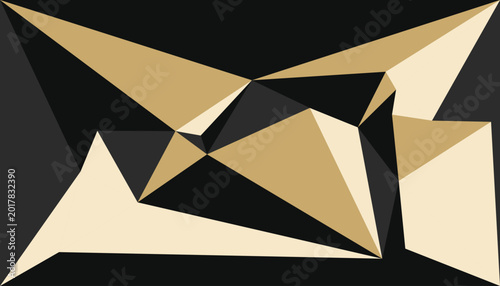 Foto Dark brown and light yellow abstract geometric polygonal background with triangl