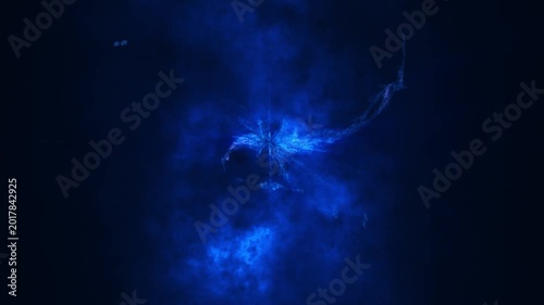 Abstract blue energy vortex with glowing plasma waves