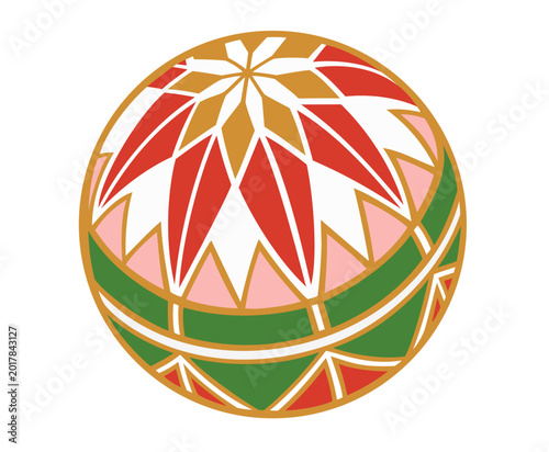 Obraz na plátně Colorful traditional Japanese Temari ball with intricate floral embroidery