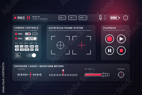 Fotografija Camera Recording HUD UI With Autofocus and Playback Controls