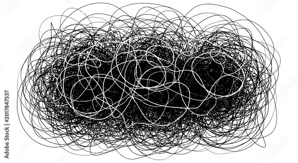 Naklejka premium Abstract Black and White Scribble Cloud on White Background