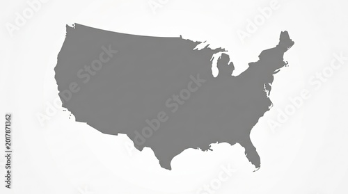 Silhouette of the United States Map in Gray Color