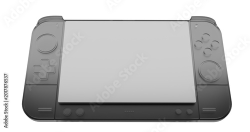 Tableau sur toile 3d render up view white screen glass portable console background illustration