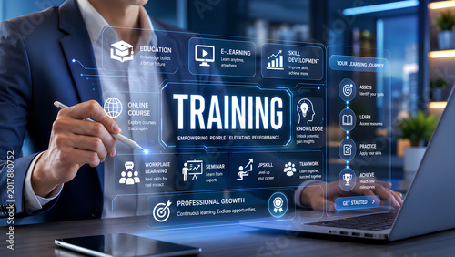 Digital Training Technology Interface with Online Learning Dashboard