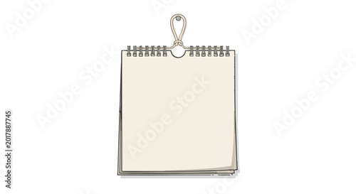 Minimalist calendar mockup with blank pages and metal spiral binding  