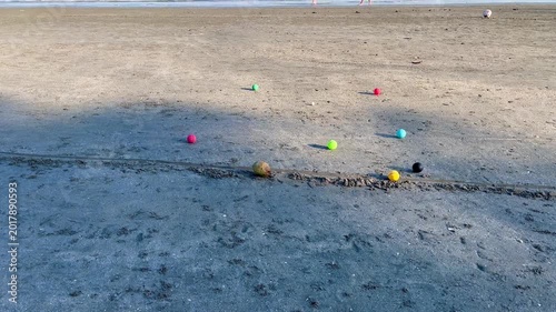 Bocce colorful balls beach for outdoor game on the sand