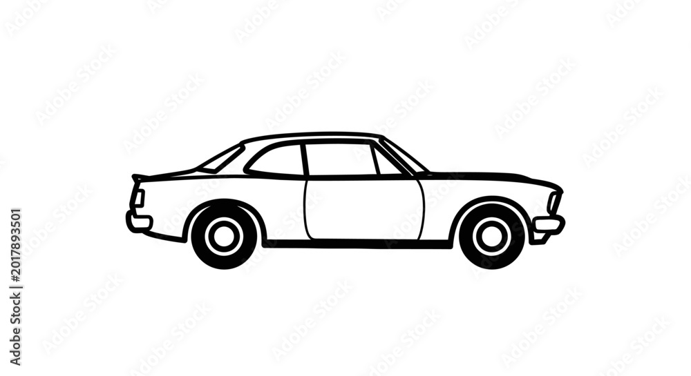 Fototapeta premium Classic American Muscle Car Silhouette, Vintage Coupe Outline