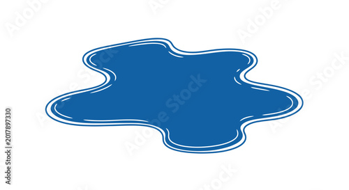 Fotografie Blue Liquid Splash Shape Isolated on White Background