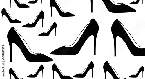 Canvastavla Elegant Black High Heels Pattern - Fashionable Footwear Collection
