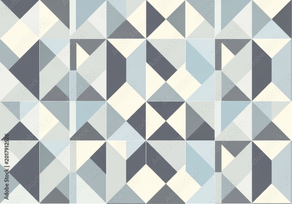 Fototapeta premium Geometric seamless pattern with interlocking shapes in cool tones geometric seamless background abstract contemporary architecture interior decorative illustration wallpaper