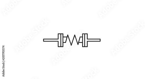 Bild auf Leinwand Electrical Resistor Symbol on White Background, Simple Line Art