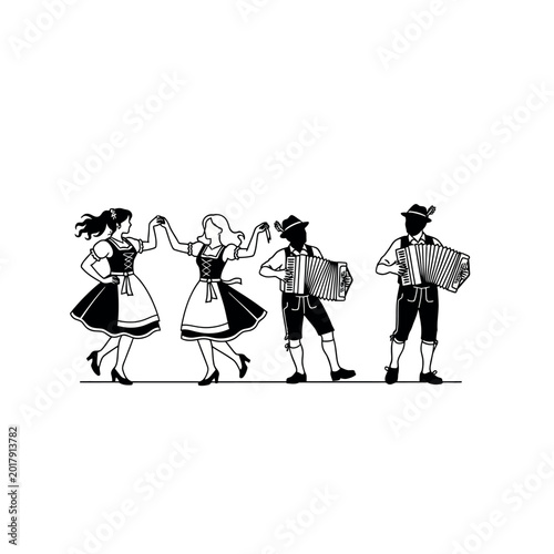 Traditional German Folk Dance with Accordion Music.