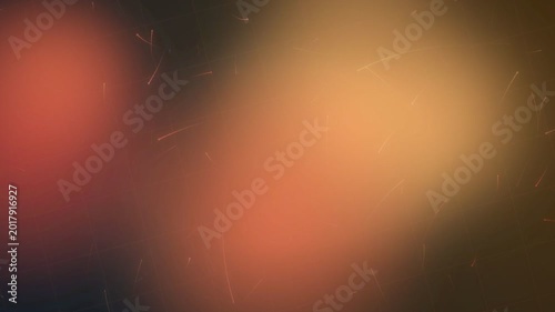 Abstract Glowing Grid Lines and Particles over Blurred Red and Yellow Bokeh Background