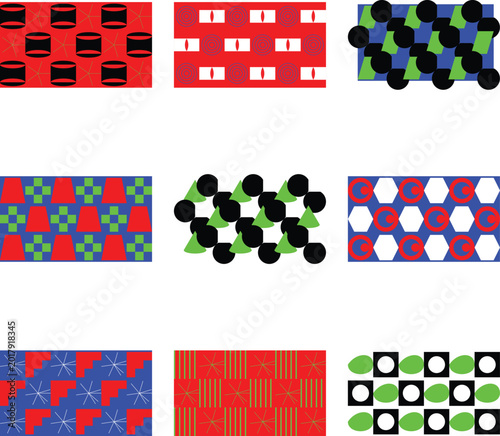 Multicolored Halftone Grid and Striped Abstract Graphic Design