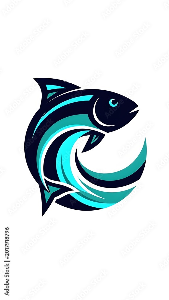 Obraz premium Jumping Fish and Ocean Wave logo