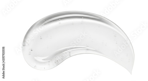 Smear of transparent cosmetic gel or serum with bubbles isolated on transparent background
