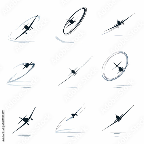 Konstfotografi Black helicopter rotor blades spinning fast.