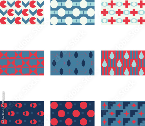 Modern abstract geometric pattern with checkered texture and shapes