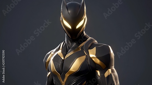 Dark, futuristic superhero suit