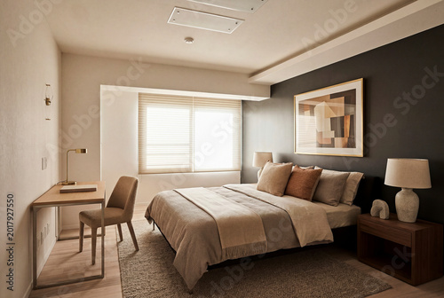 Luxury Apartment Bedroom With Neutral Bedding