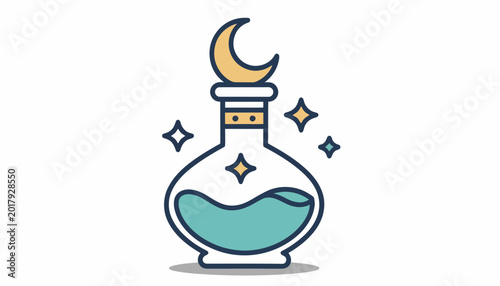 Принти на полотні Magic Potion Bottle with Crescent Moon
