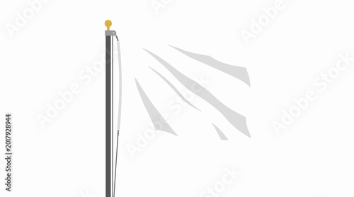 Foto White flag waving on flagpole