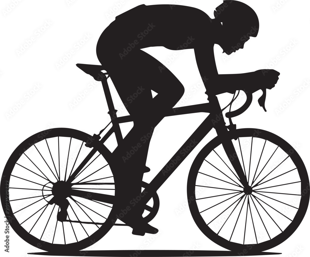 Fototapeta premium Silhouette of a cyclist riding a road bike Vector
