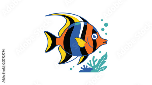 Canvas Print Colorful Tropical Fish Illustration
