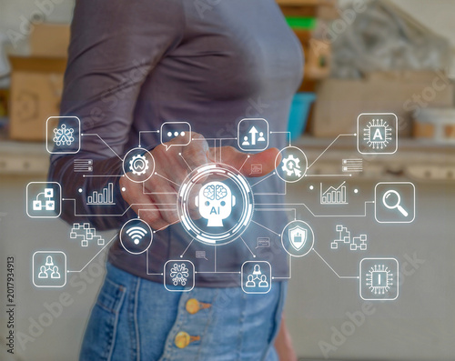 Artificial Intelligence Technology and Machine Learning Concept for Digital Business