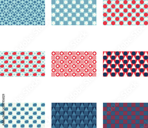 Blue and Red Abstract Halftone Dot Pattern Background